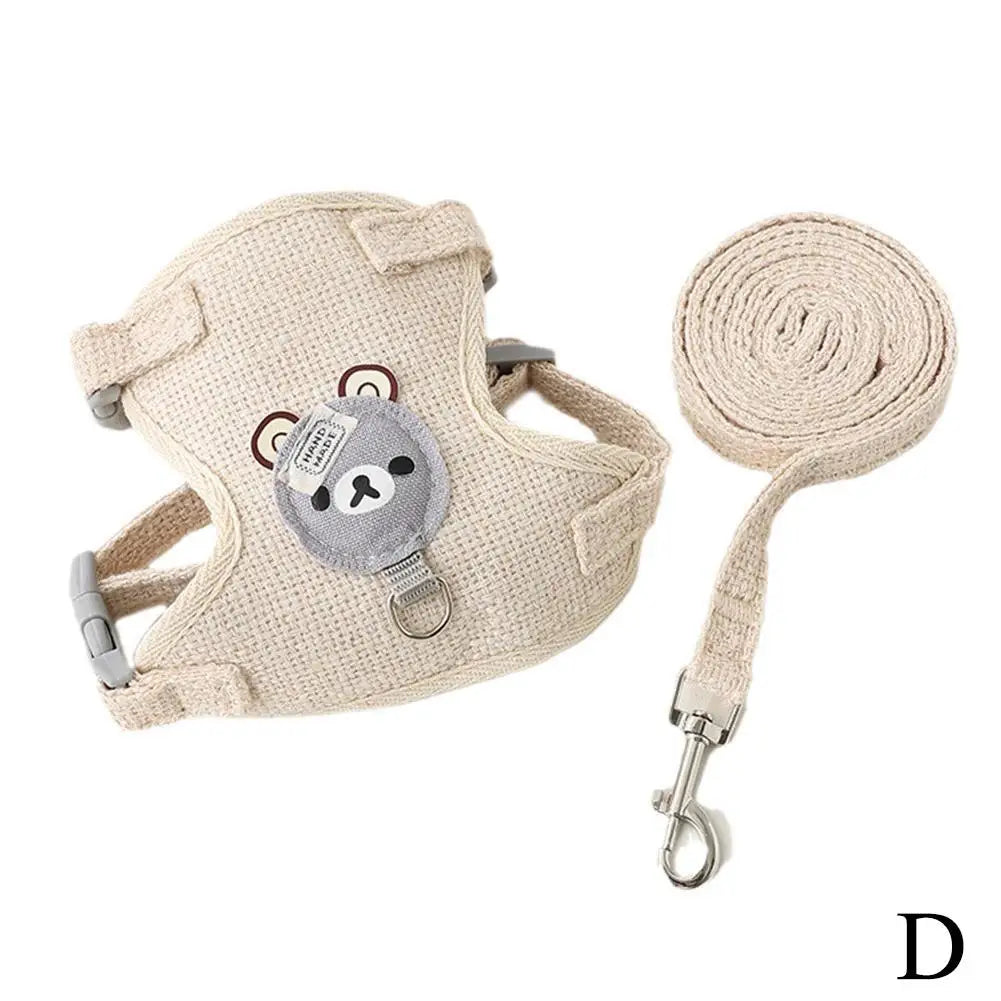 Lovely Small Pet Vest Chest Strap Dog Leash Traction Rope Walking Dog Cat Bunny Vest Harness Poodle Collar Leash