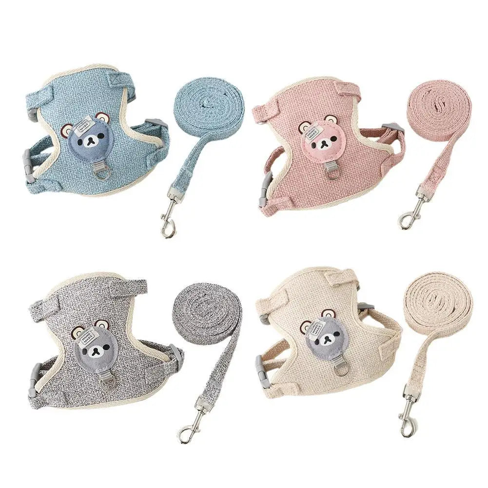 Lovely Small Pet Vest Chest Strap Dog Leash Traction Rope Walking Dog Cat Bunny Vest Harness Poodle Collar Leash