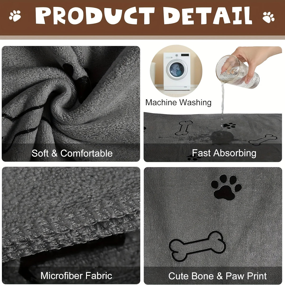 "1p Super-Absorbent Microfiber Dog Towel- Ideal for Quick and Easy Pet Drying"