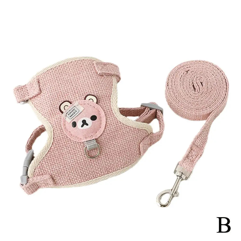 Lovely Small Pet Vest Chest Strap Dog Leash Traction Rope Walking Dog Cat Bunny Vest Harness Poodle Collar Leash
