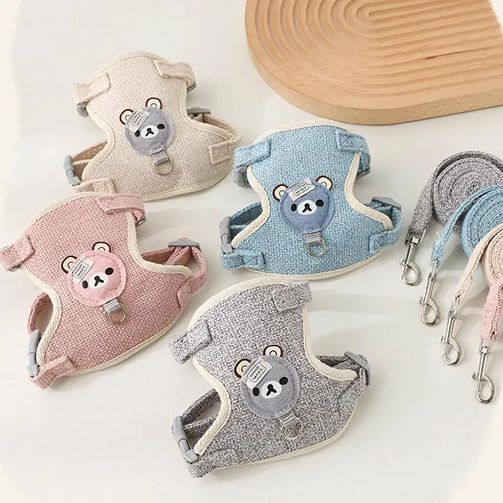 Lovely Small Pet Vest Chest Strap Dog Leash Traction Rope Walking Dog Cat Bunny Vest Harness Poodle Collar Leash