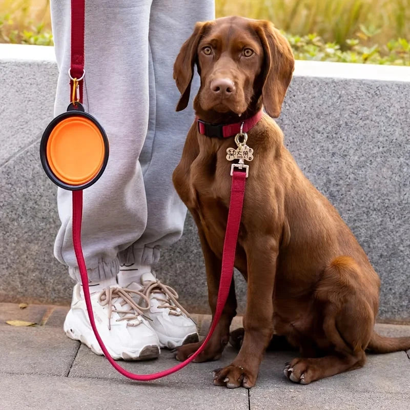 "Portable Pet Travel Food & Water Bowl".