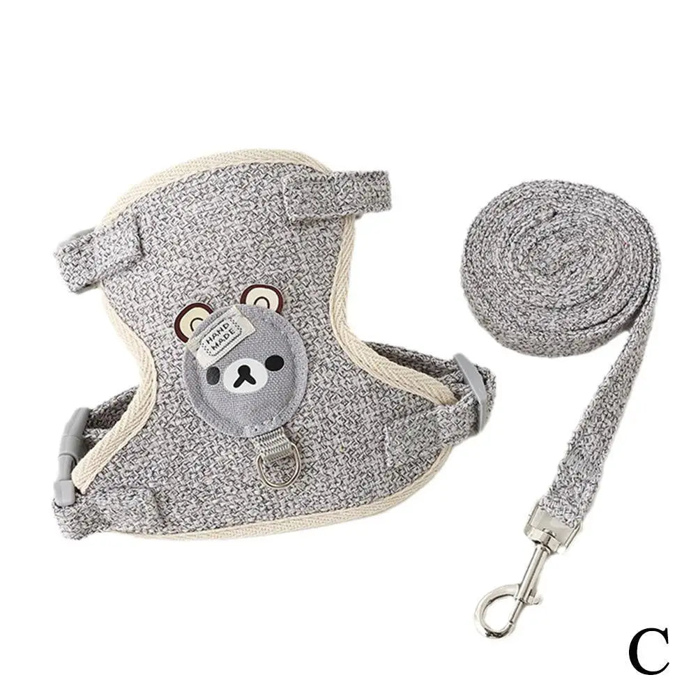 Lovely Small Pet Vest Chest Strap Dog Leash Traction Rope Walking Dog Cat Bunny Vest Harness Poodle Collar Leash