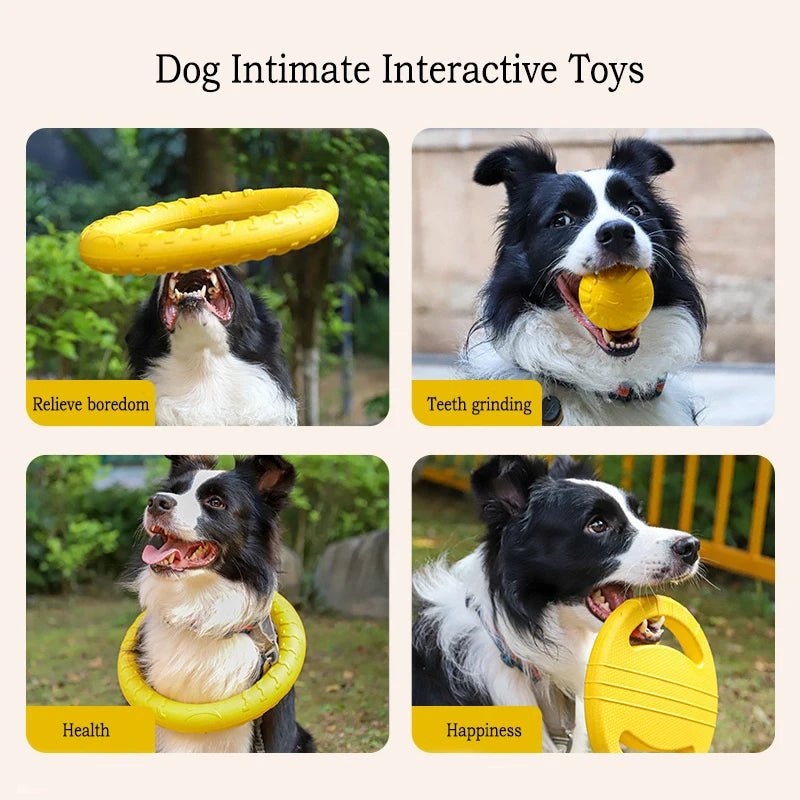 EVA Durable Dog Toys 4 Pack  Flying Disc + Ball + Tug Rope for Puppy&Adult Dogs  Chew-Proof Teeth Cleaning Set